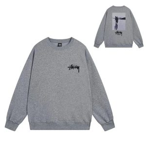 Stussy Grey Crewneck Sweatshirt Back Graphic Sweater