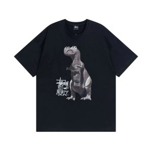 Stussy Big And Meaty Dinosaur Graphic Black T-Shirt