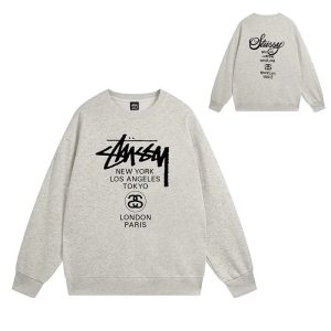 Stussy Grey City Print Crewneck Sweatshirt