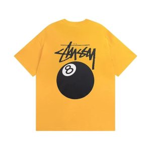 Stussy 8 Ball Yellow Graphic Cotton T-Shirt