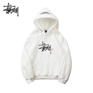 Stussy White Logo Pullover Hoodie Streetwear Sweatshirt