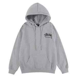 Stussy International Logo Grey Pullover Hoodie
