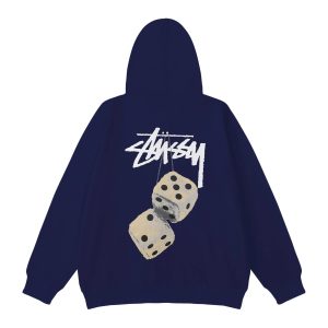 Stussy Dice Logo Navy Pullover Hoodie
