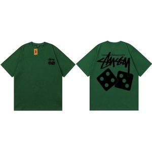 Stussy Dice Graphic Green T-Shirt Short Sleeve