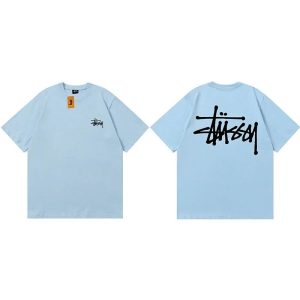 Stussy Logo Graphic Light Blue T-Shirt