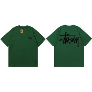 Stussy Green Logo Graphic Short Sleeve T-Shirt