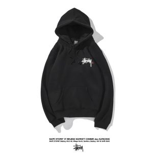 Stussy Black Logo Pullover Hoodie Streetwear Menswear