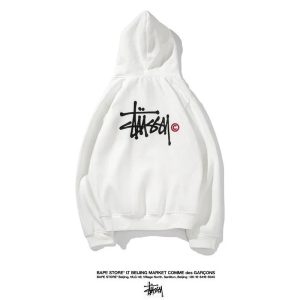 Stussy White Logo Pullover Hoodie Streetwear Sweatshirt