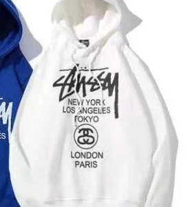 Stussy Graphic Pullover Hoodie White Streetwear Sweatshirt