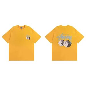 Stussy Dice Graphic Yellow Short Sleeve T-Shirt