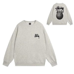 Stussy Grey Bomb Logo Crewneck Sweater Men’s Streetwear