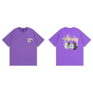 Stussy Purple Dice Graphic Logo T-Shirt