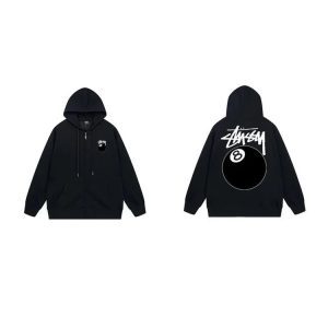 Stussy 8 Ball Zip Hoodie Black Streetwear Sweatshirt