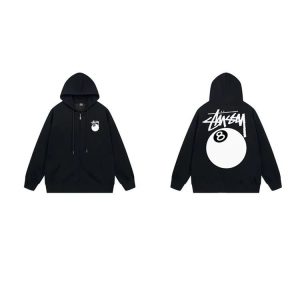 Stussy 8 Ball Black Zip Up Hoodie