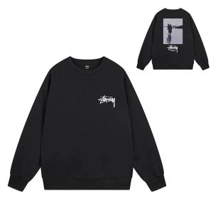 Stussy Black Crewneck Sweatshirt Photo Graphic Sweater