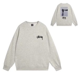 Stussy Grey Crewneck Sweatshirt Back Graphic Sweater