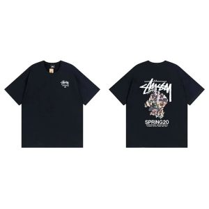 Stussy Spring 20 Floral Logo Black T-Shirt