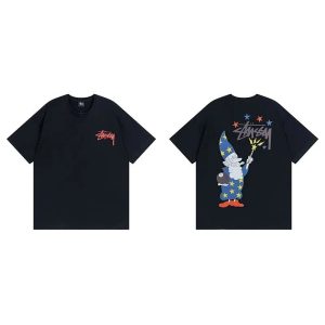Stussy Wizard Graphic Black T-Shirt Streetwear Tee