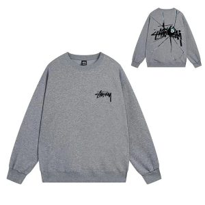 Stussy 8 Ball Grey Crewneck Sweatshirt Back Logo Sweater