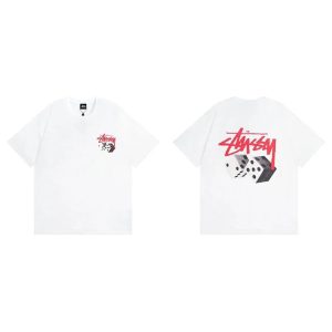 Stussy White Graphic Logo T-Shirt Streetwear Casual Tee