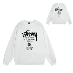 Stussy Cities Logo White Sweatshirt Pullover Sweater