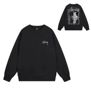 Stussy Black Graphic Crewneck Sweatshirt Men’s Streetwear