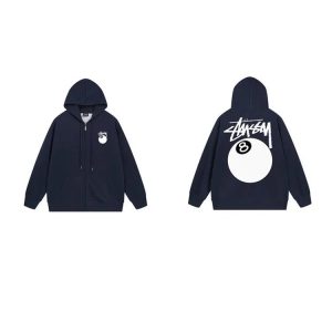 Stussy 8 Ball Navy Zip Up Hoodie Jacket