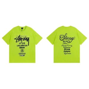 Stussy Lime Green Graphic Logo Short Sleeve T-Shirt