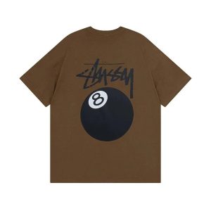 Stussy 8 Ball Brown Graphic Short Sleeve T-Shirt