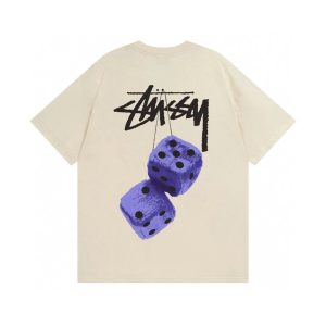 Stussy Dice Graphic Beige Short Sleeve T-Shirt
