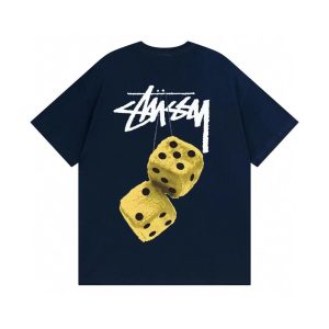 Stussy Dice Graphic Navy T-Shirt Streetwear Tee