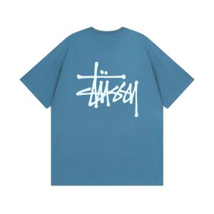 Stussy Blue Logo Graphic T-Shirt Streetwear Tee