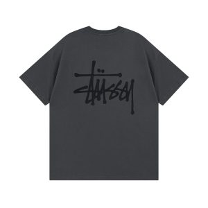 Stussy Logo Graphic Dark Gray Short Sleeve T-Shirt