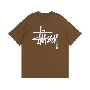 Stussy Brown Logo Graphic Short Sleeve T-Shirt