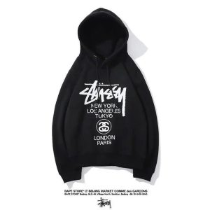 Stussy World Tour Black Pullover Hoodie