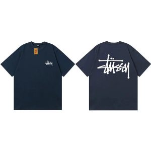 Stussy Logo Print Navy Short Sleeve T-Shirt