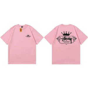 Stussy Pink Crown Graphic Oversized Cotton T-Shirt