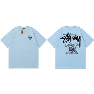 Stussy Classic Gear Light Blue Graphic T-Shirt