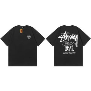 Stussy Classic Gear Black Graphic T-Shirt