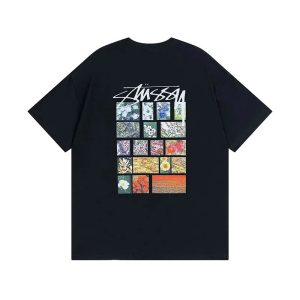 Stussy Floral Collage Back Graphic Black T-Shirt
