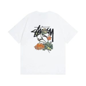 Stussy Floral Logo White T-Shirt Streetwear