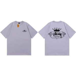 Stussy Crown Logo Graphic Grey Short Sleeve T-Shirt