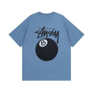 Stussy 8 Ball Blue Graphic Cotton T-Shirt