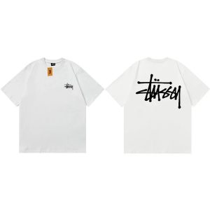 Stussy White Logo Graphic Short Sleeve T-Shirt