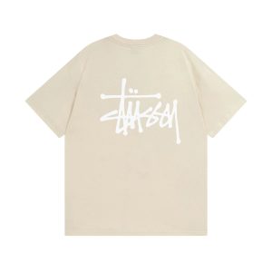 Stussy Beige Logo Graphic Short Sleeve T-Shirt