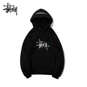 Stussy Black Logo Pullover Hoodie Streetwear Sweatshirt