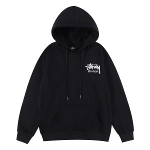 Stussy International Logo Black Pullover Hoodie