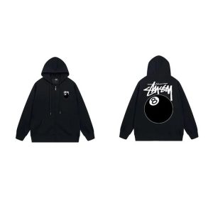 Stussy 8 Ball Black Zip Up Hoodie