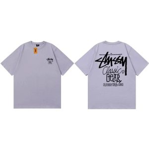 Stussy Classic Gear Graphic T-Shirt Light Purple
