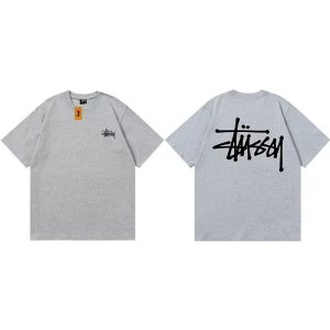 Stussy Logo Graphic Gray Short Sleeve T-Shirt